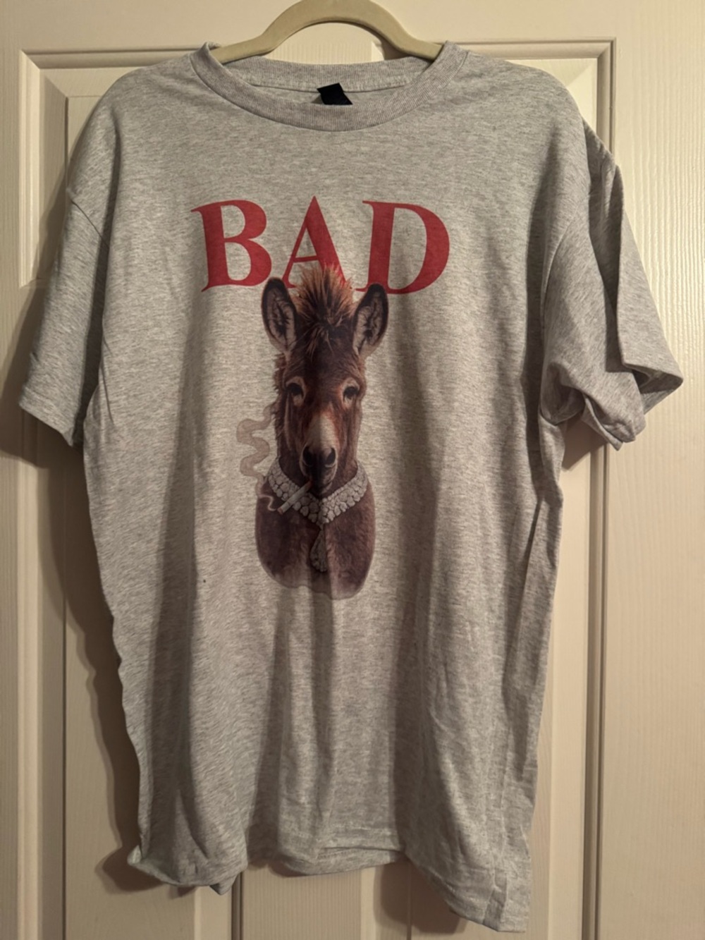 Gray Tee with 'BAD' Donkey Graphic
